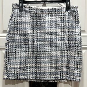 Francesca's Collections Blue and White Tweed Pencil Skirt